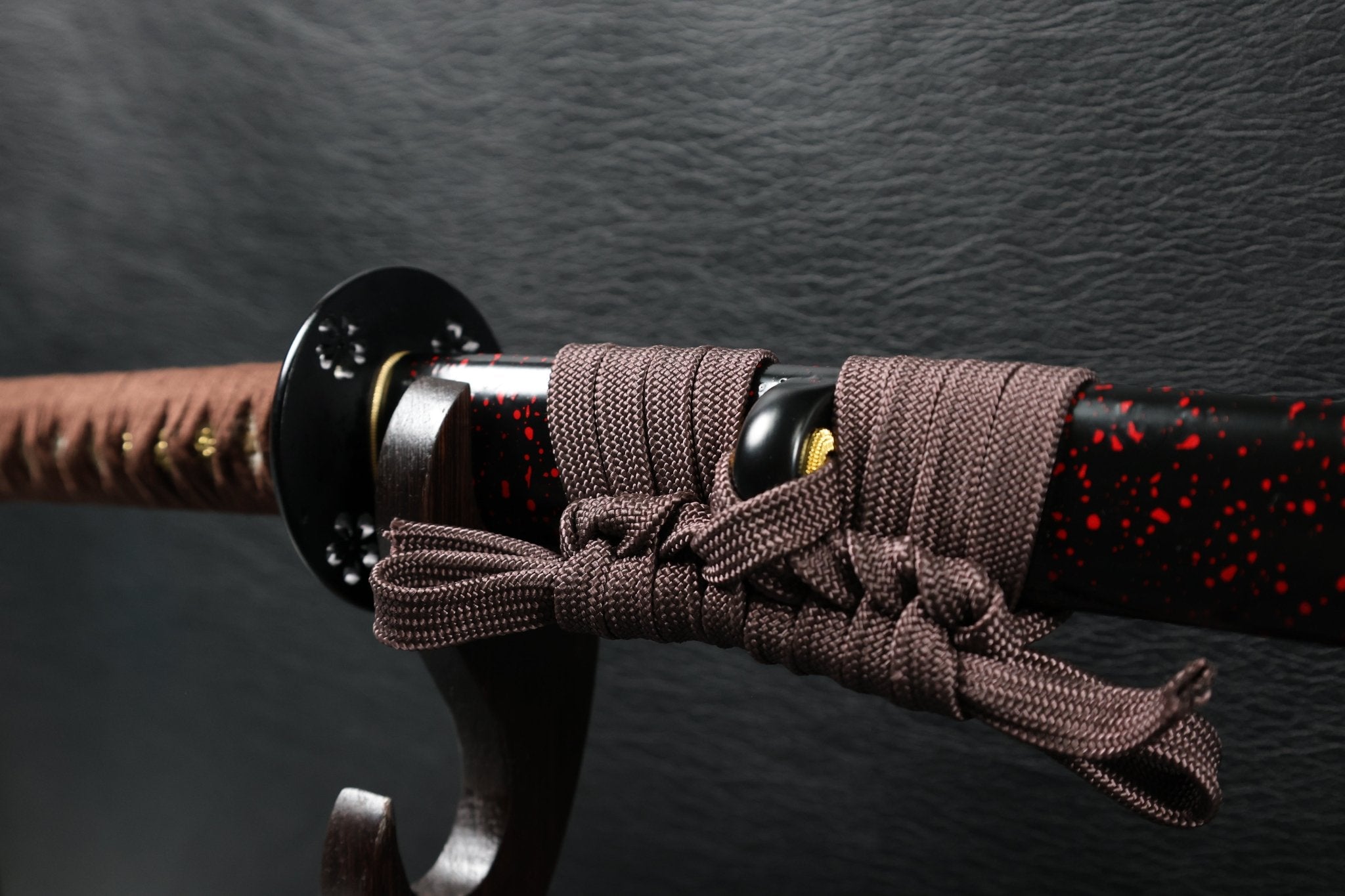 Katana DarkVine T10 Clay Tempered Blade with Black Red Speckled Saya | KSA Huo | KSA Katana For Sale 2026