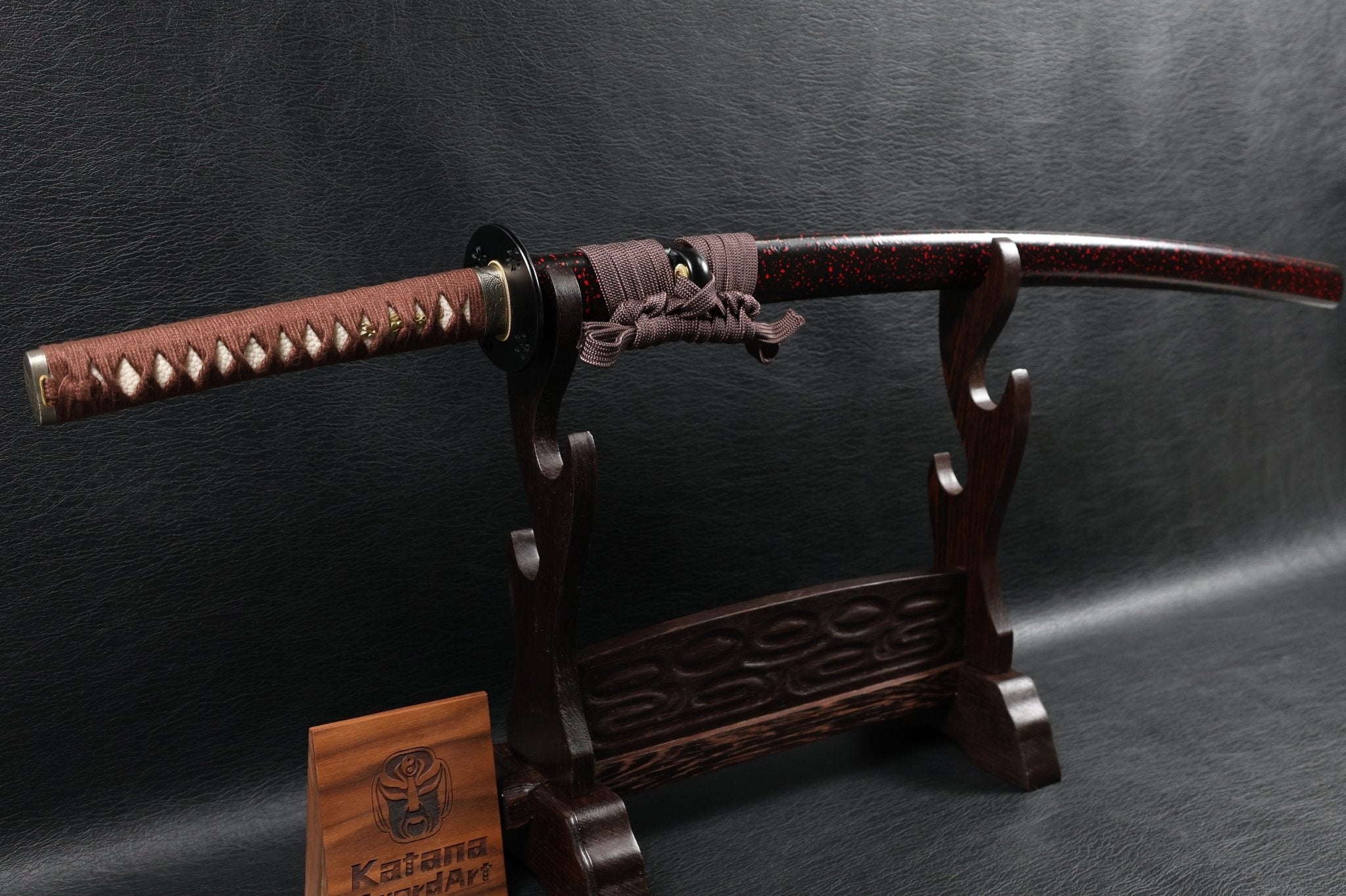 Katana DarkVine T10 Clay Tempered Blade with Black Red Speckled Saya | KSA Huo | KSA Katana For Sale 2026