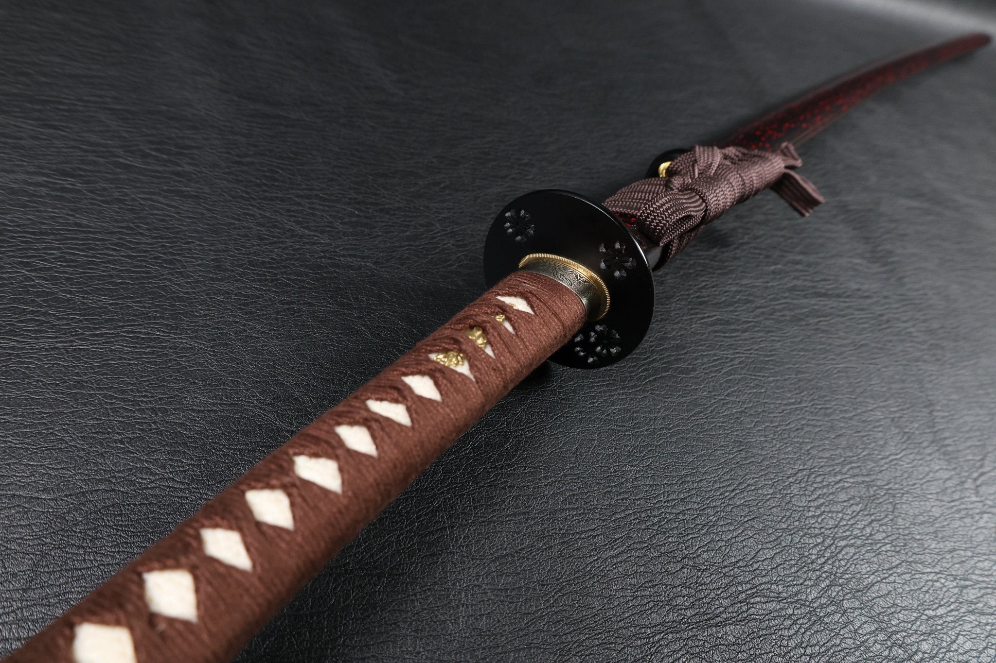 Katana DarkVine T10 Clay Tempered Blade with Black Red Speckled Saya | KSA Huo | KSA Katana For Sale 2026