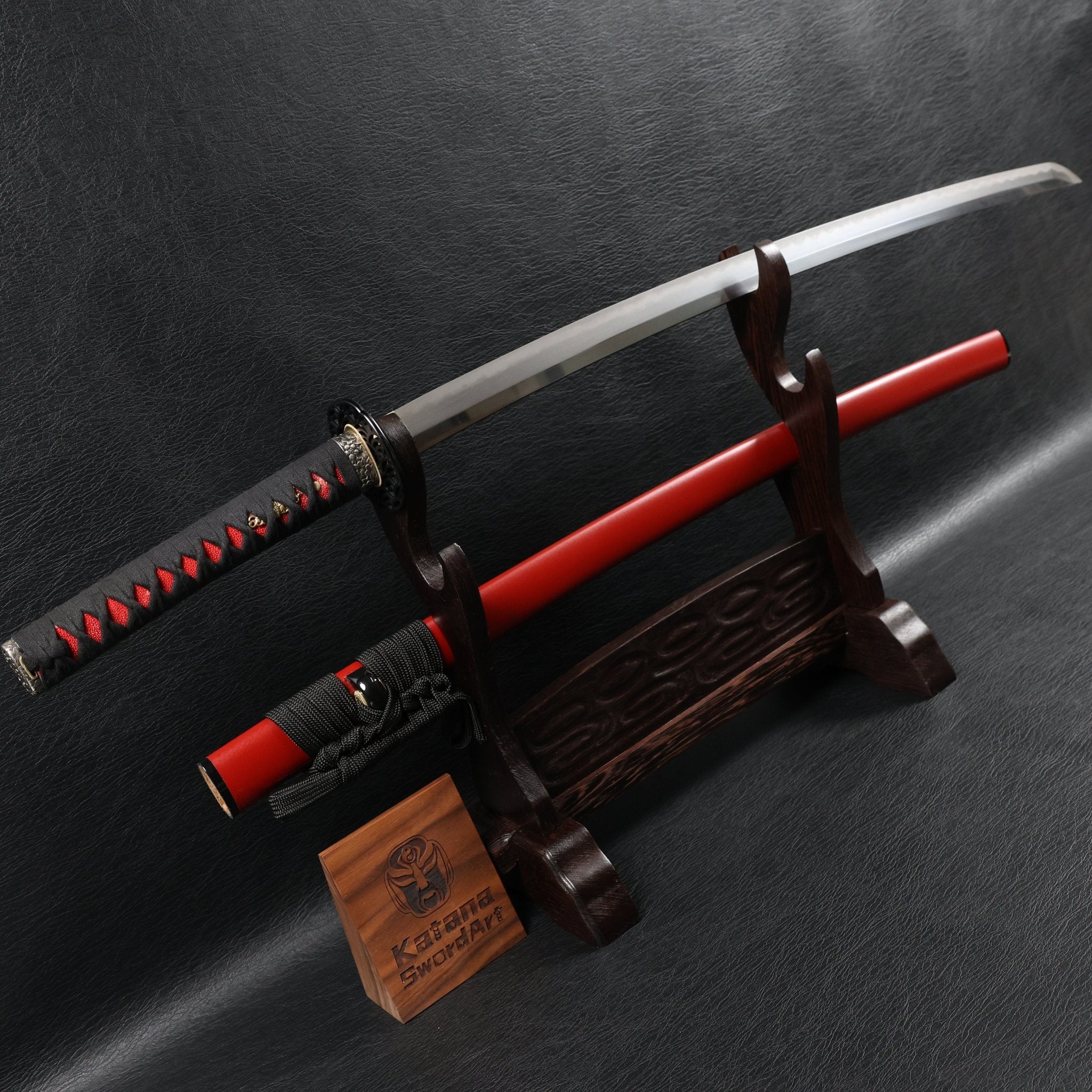 Katana Huo Series ScarletBloom T10 Clay Tempered Blade with Red Ishime Saya | KatanaSwordArt Katana For Sale 2025