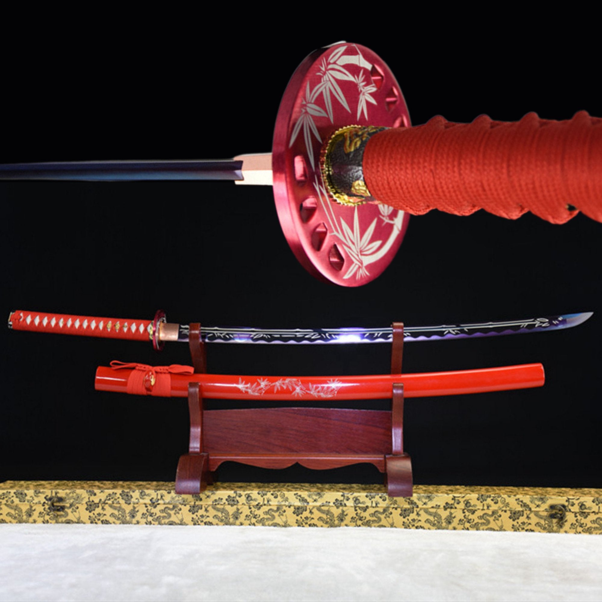 Katana Kehua Carbon Steel Red 刻花 | KatanaSwordArt Katana For Sale 2025
