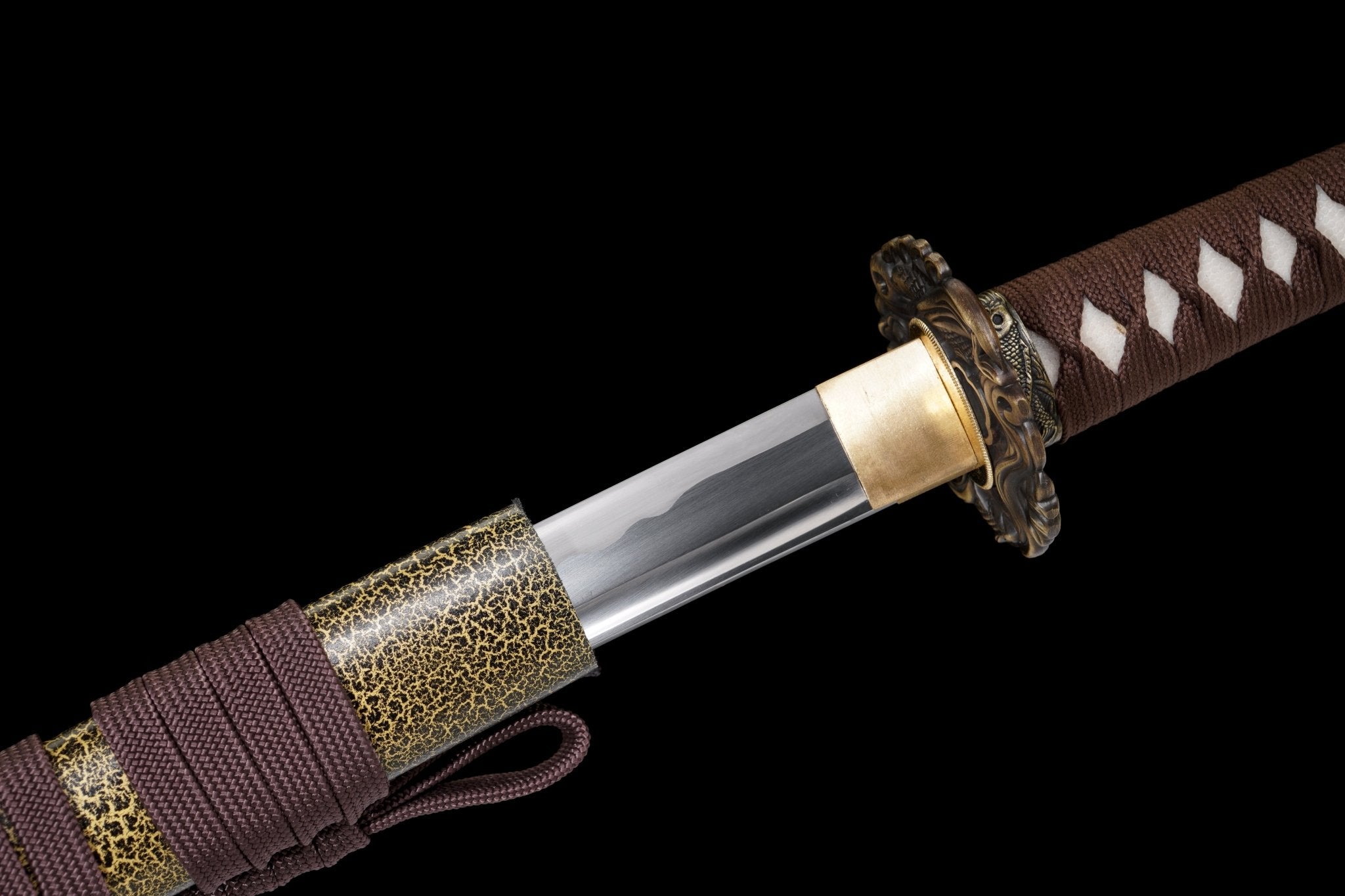 Katana Koi Surge Black and Gold Lacquered Saya Genuine Rayskin 鲤波 | KatanaSwordArt Katana For Sale 2025