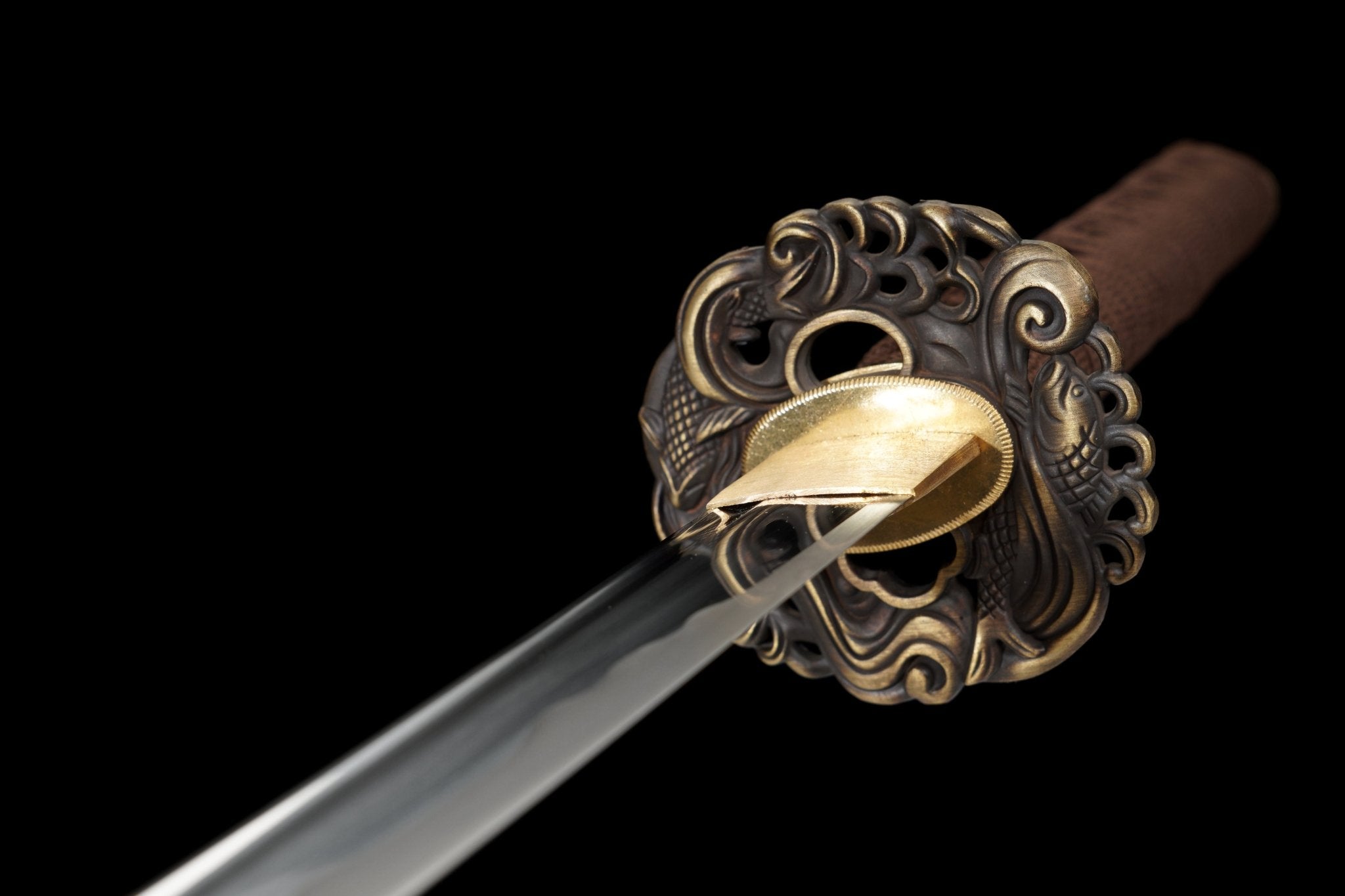 Katana Koi Surge Black and Gold Lacquered Saya Genuine Rayskin 鲤波 | KatanaSwordArt Katana For Sale 2025