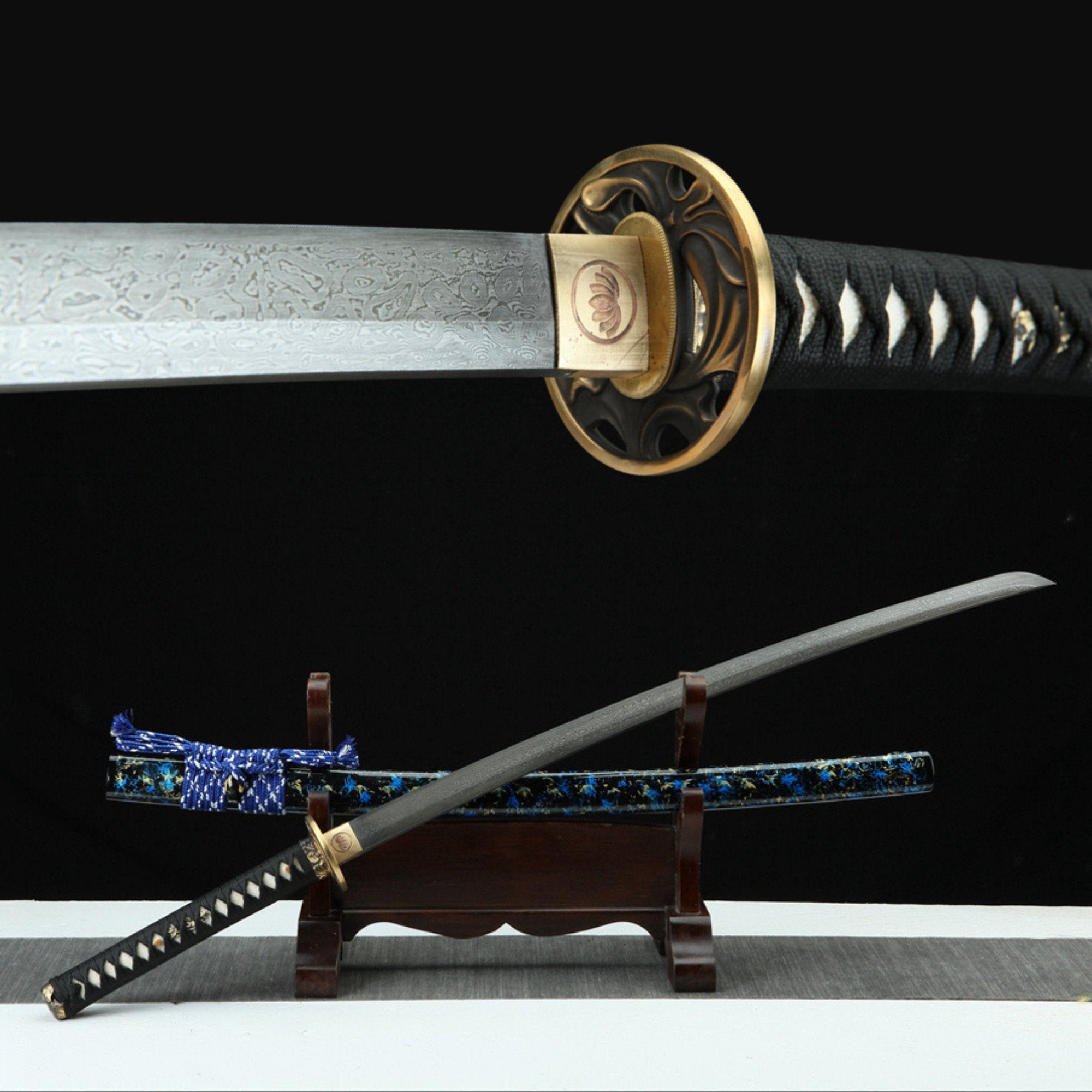 Katana Lianzuo Damascus Folded Circle Pattern 蓮座 | KatanaSwordArt Katana For Sale 2025