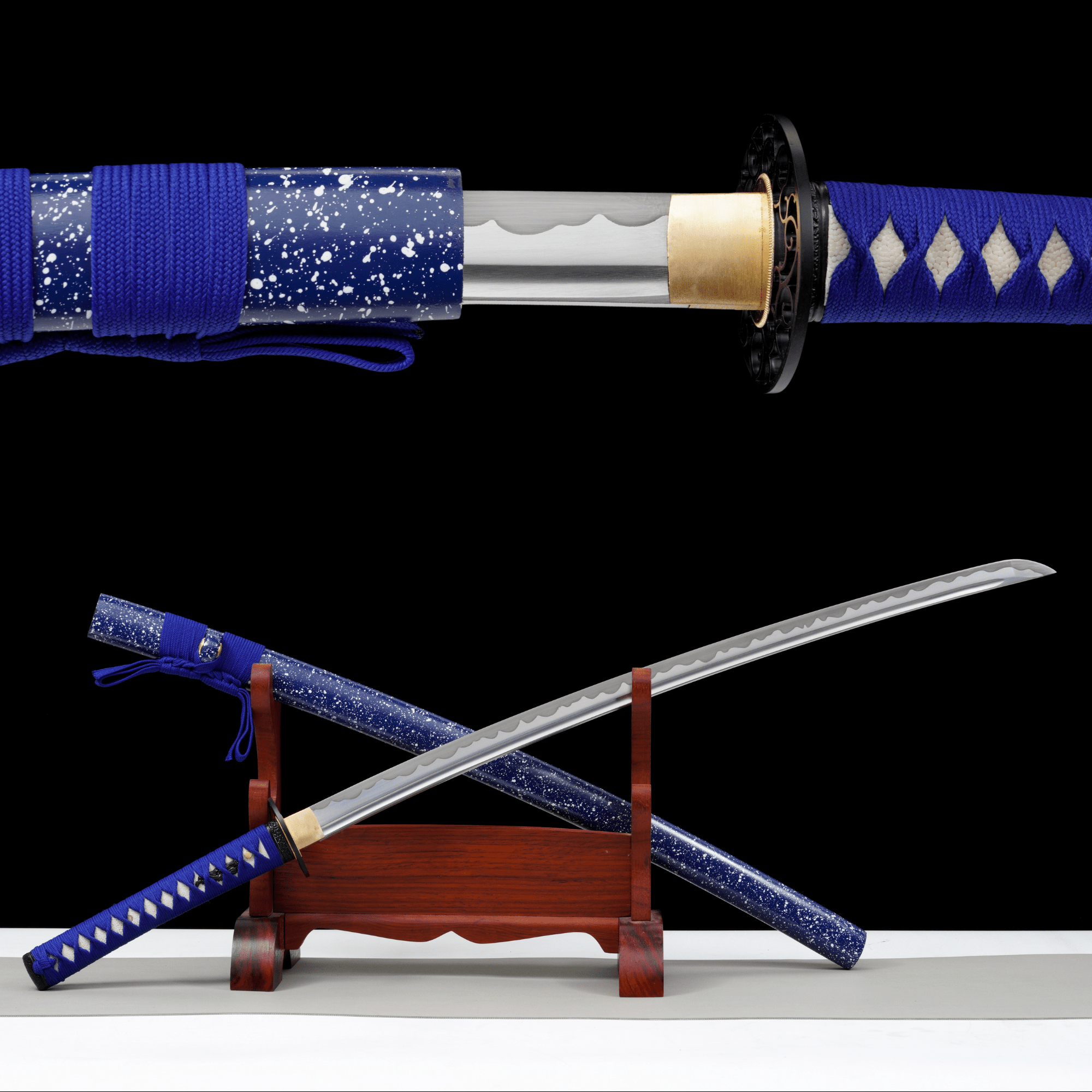 Katana Night Sky Blue Lacquer Saya Genuine Rayskin 星瀚 | KatanaSwordArt Katana For Sale 2025