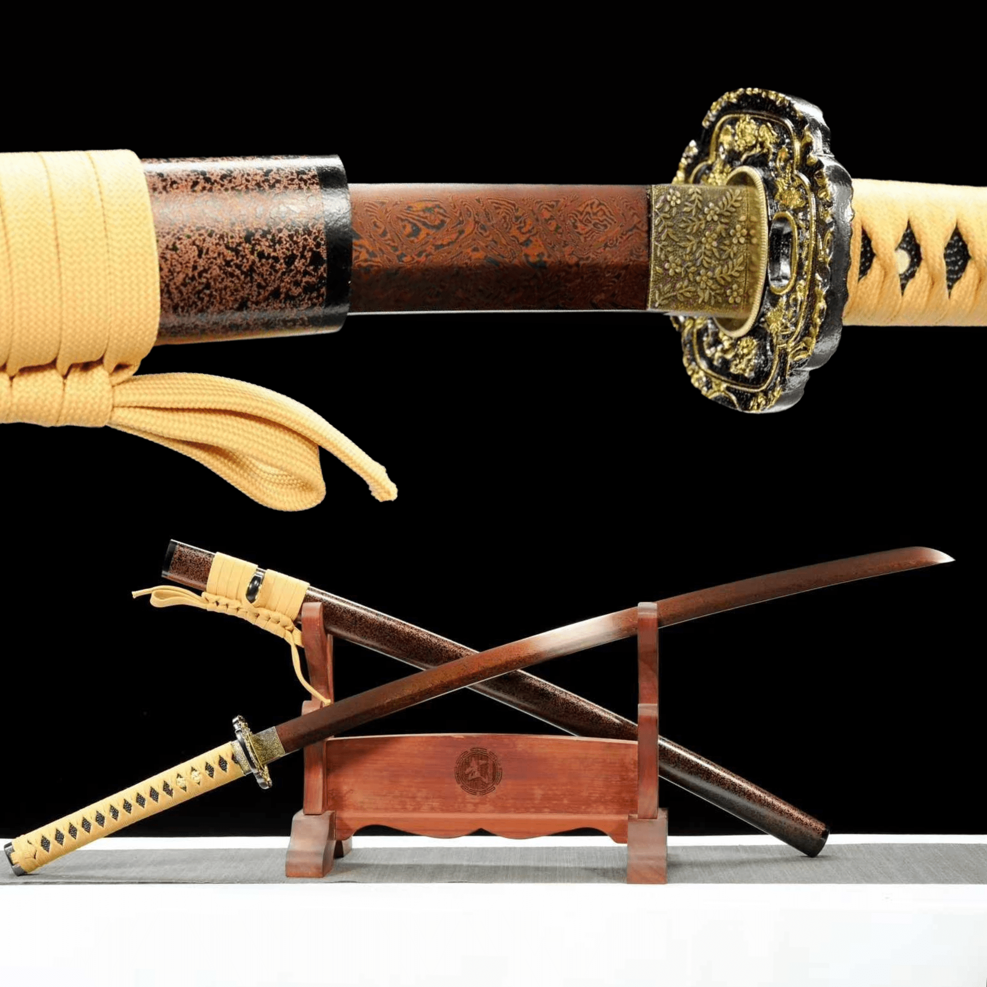 Katana QianQiu Damascus Folded Steel Red Blade 千秋 | KatanaSwordArt Katana For Sale 2025