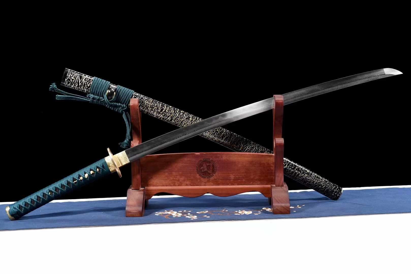 Katana Seiran Damascus Folded Clay Tempered 青岚 | KatanaSwordArt Katana For Sale 2025