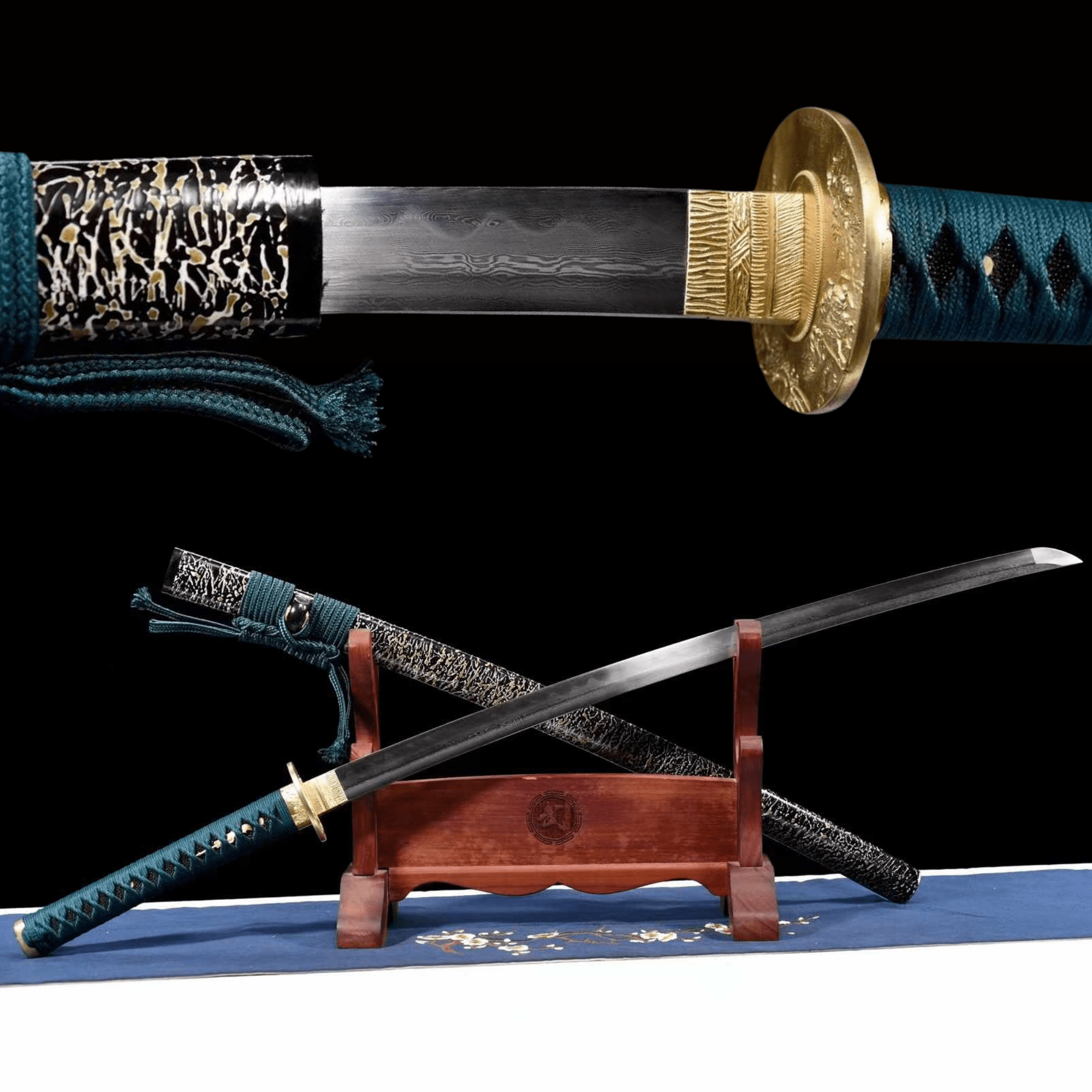 Katana Seiran Damascus Folded Clay Tempered 青岚 | KatanaSwordArt Katana For Sale 2025