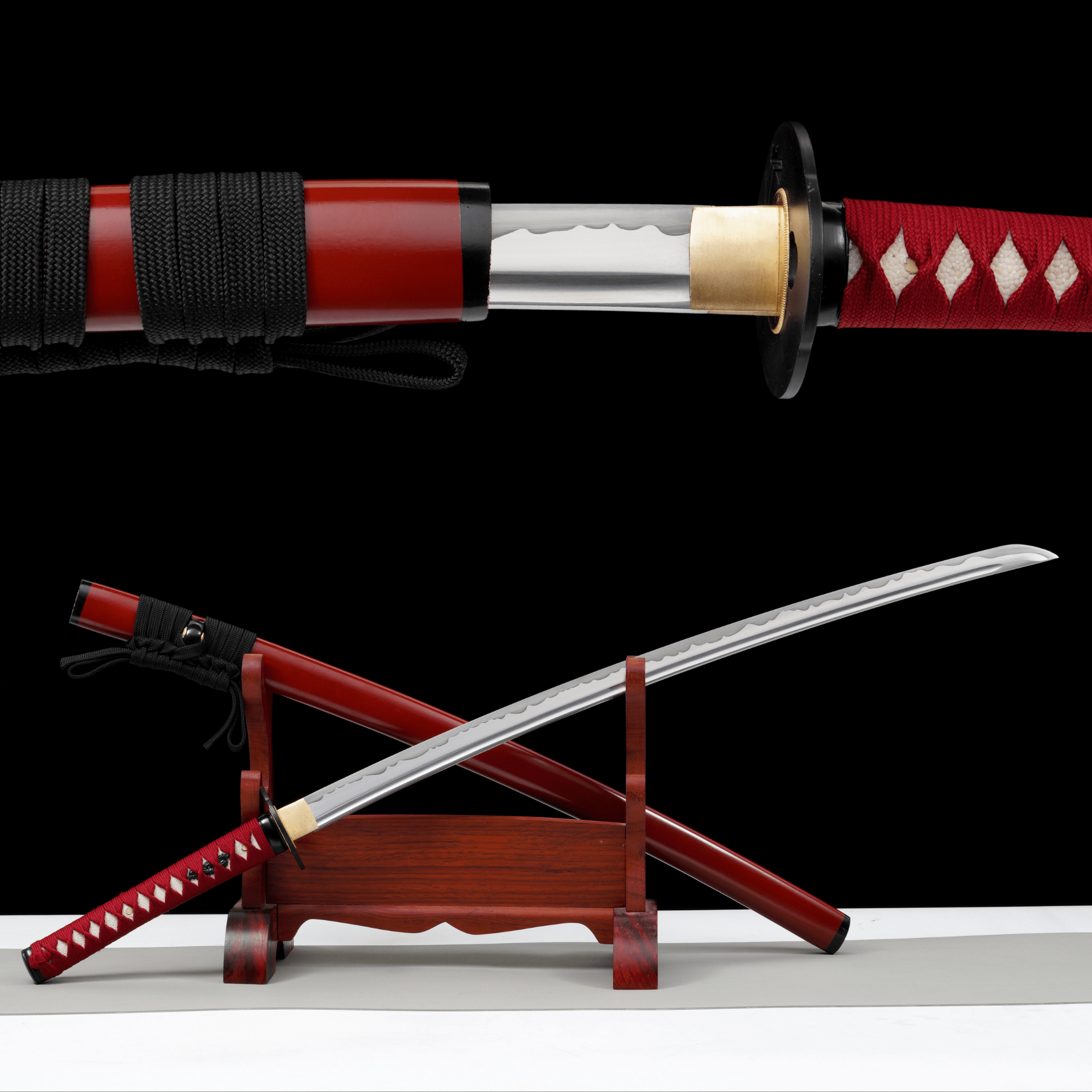 Katana Vermilion Flame Red Lacquer Saya Genuine Rayskin 紅炎 | KatanaSwordArt Katana For Sale 2025