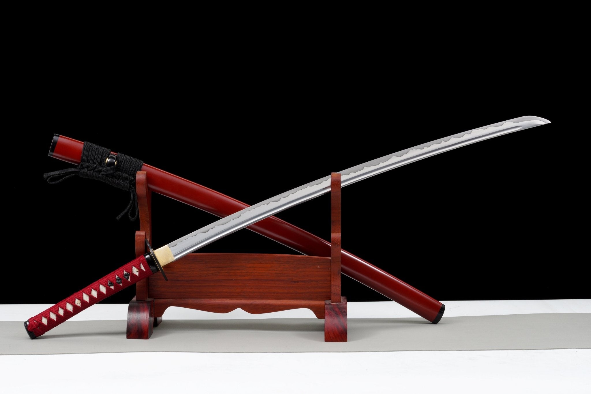 Katana Vermilion Flame Red Lacquer Saya Genuine Rayskin 紅炎 | KatanaSwordArt Katana For Sale 2025