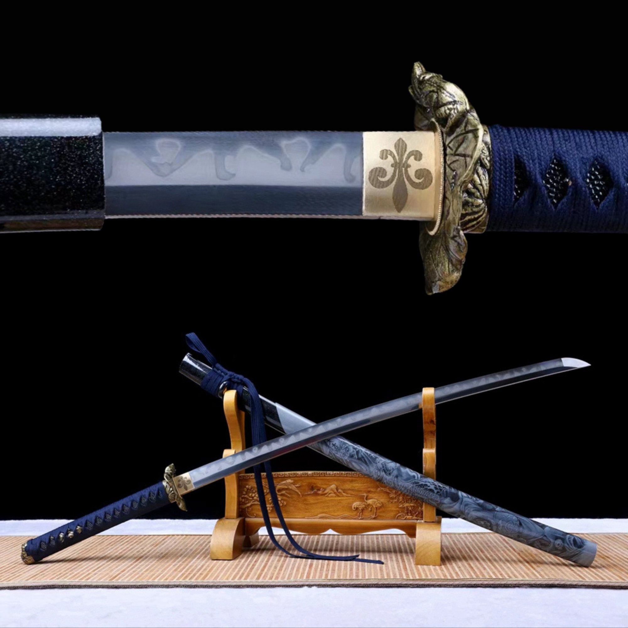 Katana Xianchan T10 Clay Tempered Lotus Frog Tsuba 仙蟾 | KatanaSwordArt Katana For Sale 2025