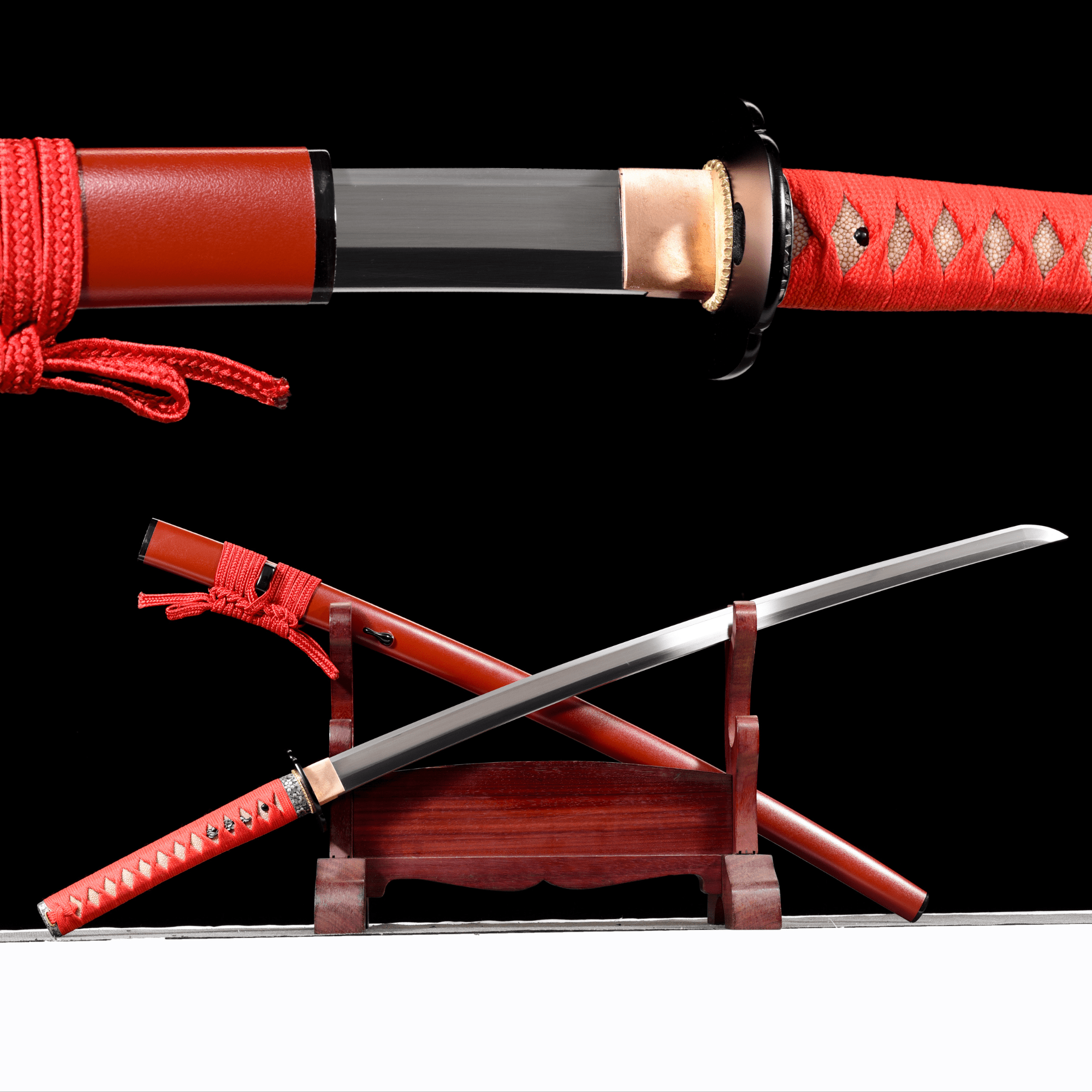 Performance Katana Crimson Edge High Carbon Clay Tempered Red Saya 緋刃 | KatanaSwordArt Katana For Sale 2025