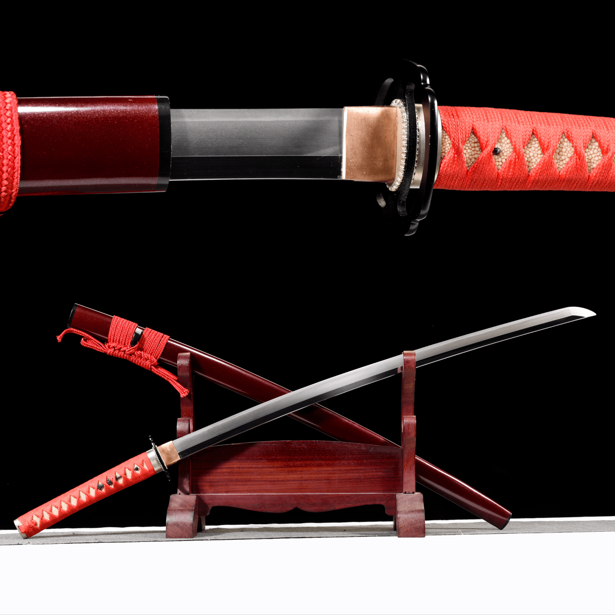 Performance Katana Crimson Flame High Carbon Clay Tempered Red Saya 紅焰 | KatanaSwordArt Katana For Sale 2025
