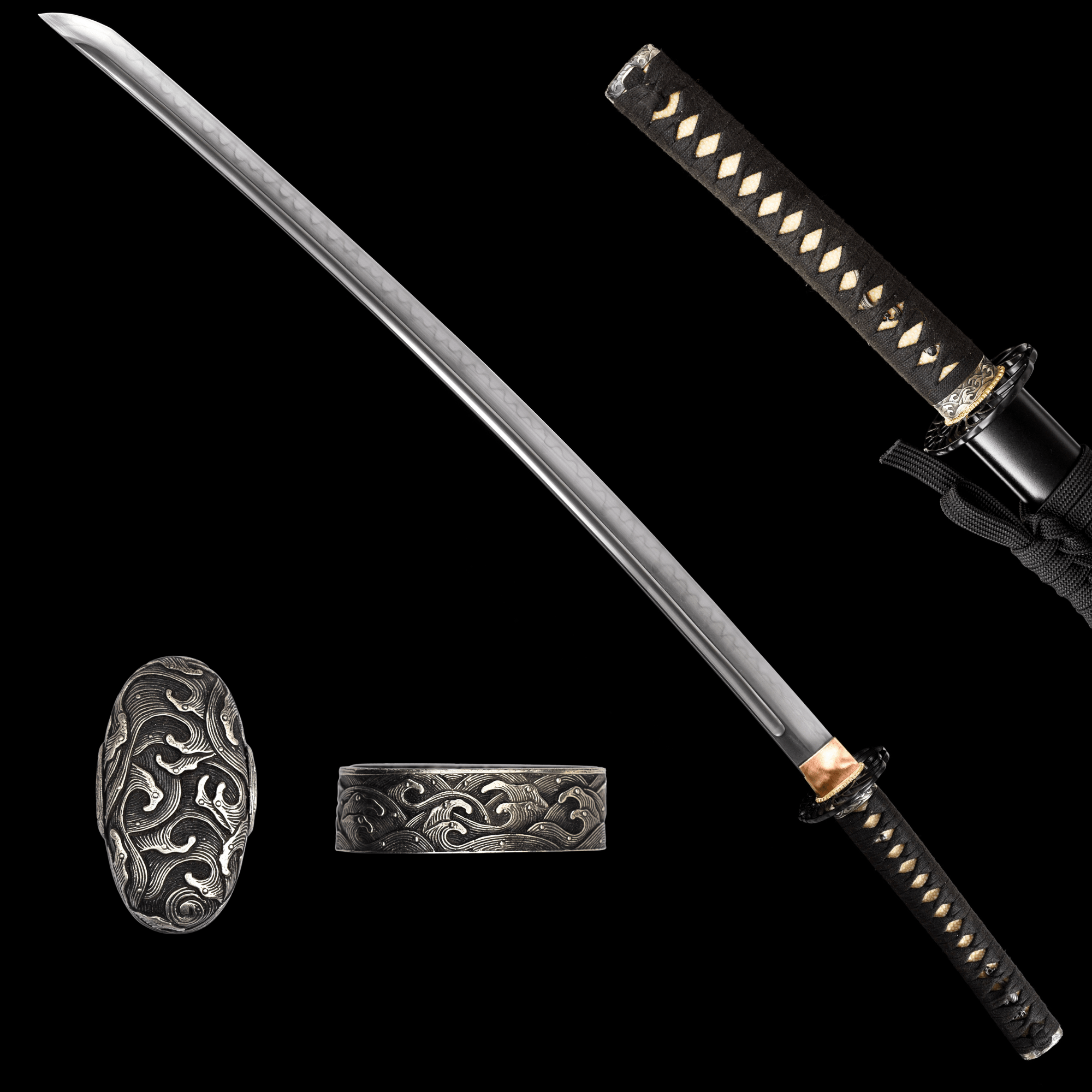 Performance Katana Midnight Wave High Carbon Clay Tempered Black Saya 黒浪 | KatanaSwordArt Katana For Sale 2025