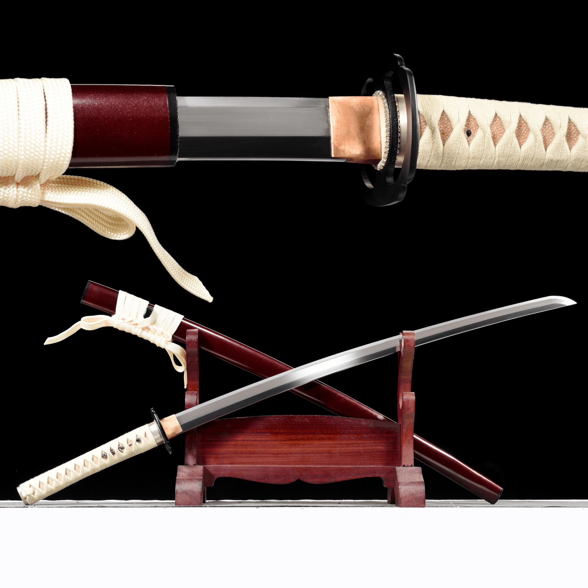 Performance Katana Pale Moon High Carbon Clay Tempered Red Saya 淡月 | KatanaSwordArt Katana For Sale 2025