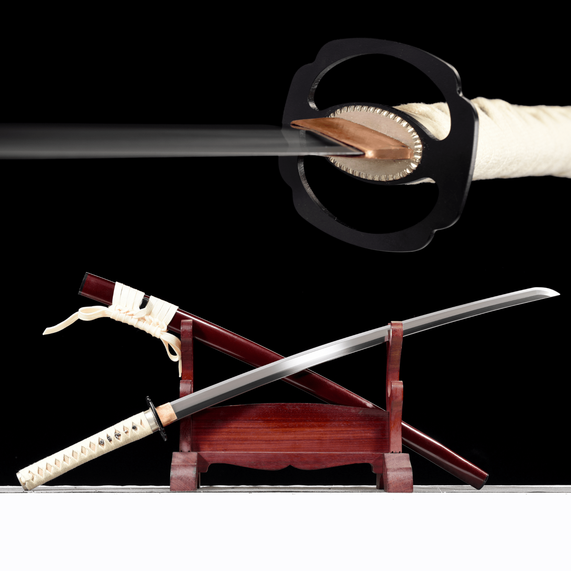 Performance Katana Pale Moon High Carbon Clay Tempered Red Saya 淡月 | KatanaSwordArt Katana For Sale 2025