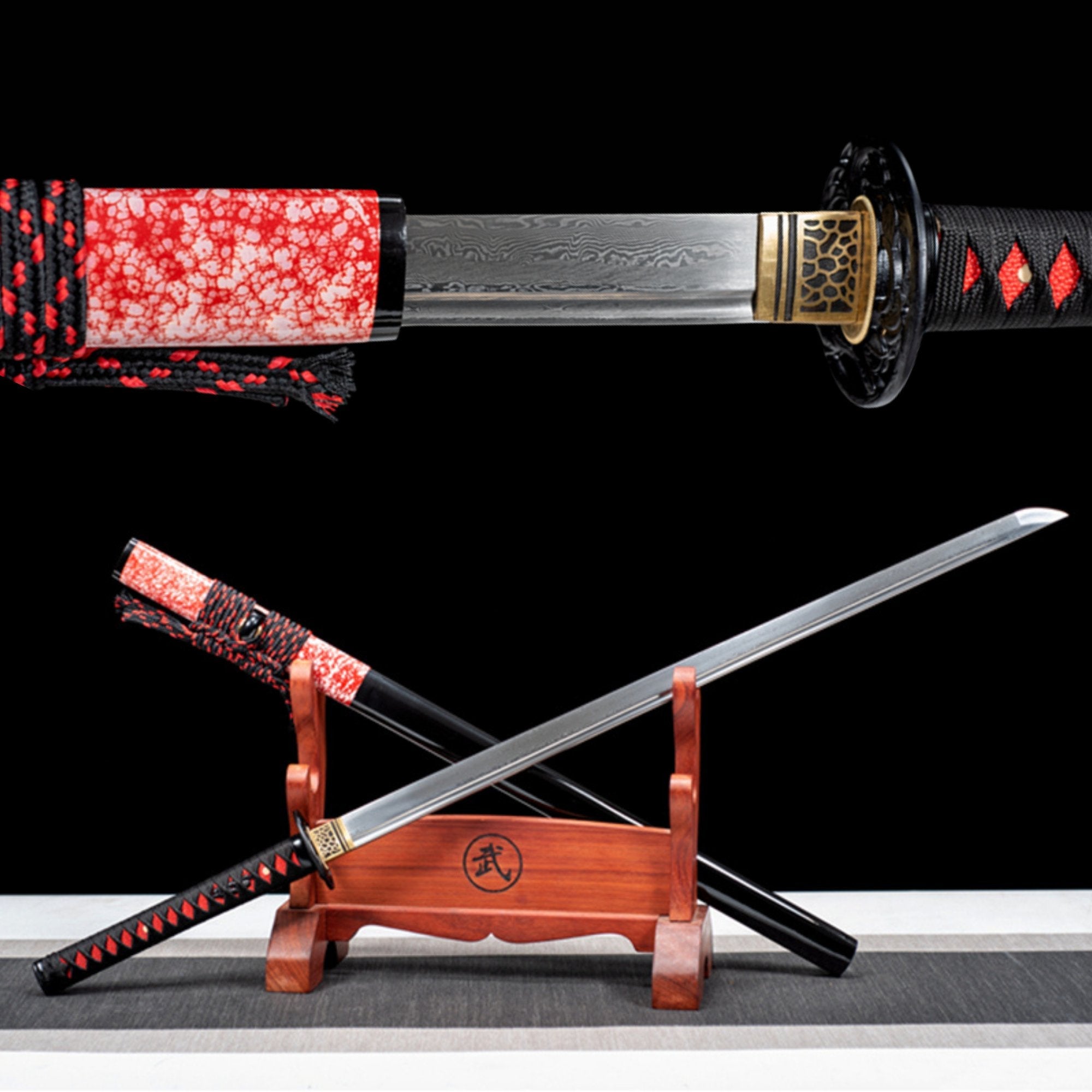 Straight Katana Guique Damascus Folded Blade 貴鵲 | KatanaSwordArt Straight Katana For Sale 2025
