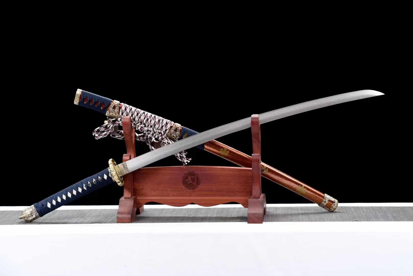 Tachi Sword Fujiwara Damascus Folded Steel Red Saya 藤原 | KatanaSwordArt Katana For Sale 2025