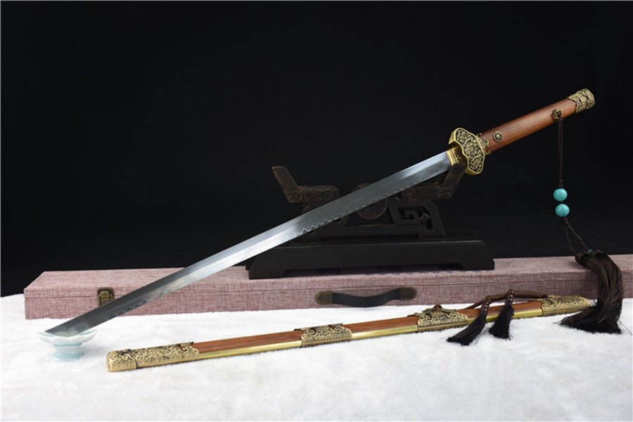 Tang Dao Gold Peony T10 Clay Tempered Rosewood Scabbard 金牡丹 | KatanaSwordArt Dao For Sale