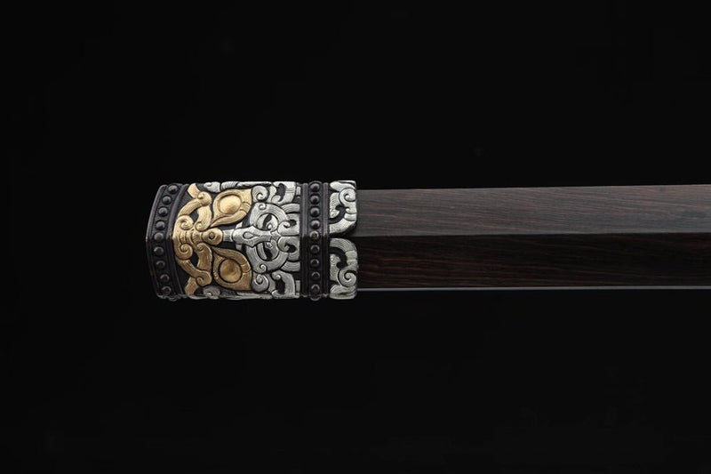 Tang Dao Han General Damascus Folded Clay Tempered Ebony Wood Scabbard 將軍 For Sale | KatanaSwordArt Japanese Katana