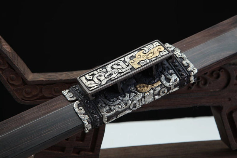 Tang Dao Han General Damascus Folded Clay Tempered Ebony Wood Scabbard 將軍 For Sale | KatanaSwordArt Japanese Katana