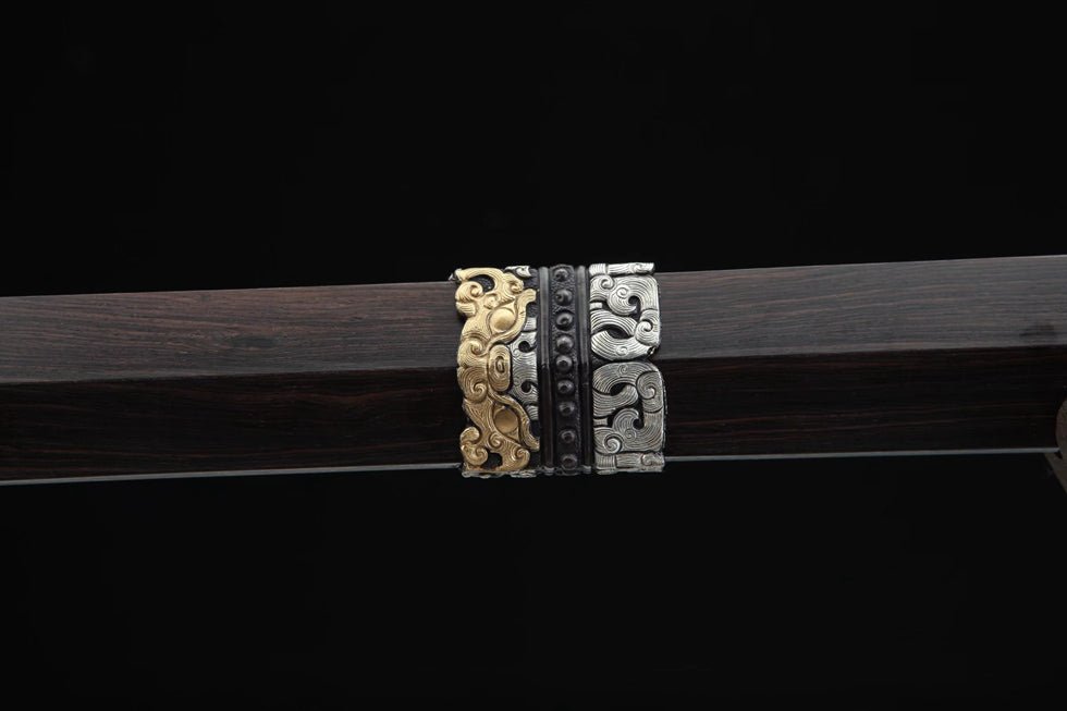 Tang Dao Han General Damascus Folded Clay Tempered Ebony Wood Scabbard 將軍 | KatanaSwordArt Dao For Sale