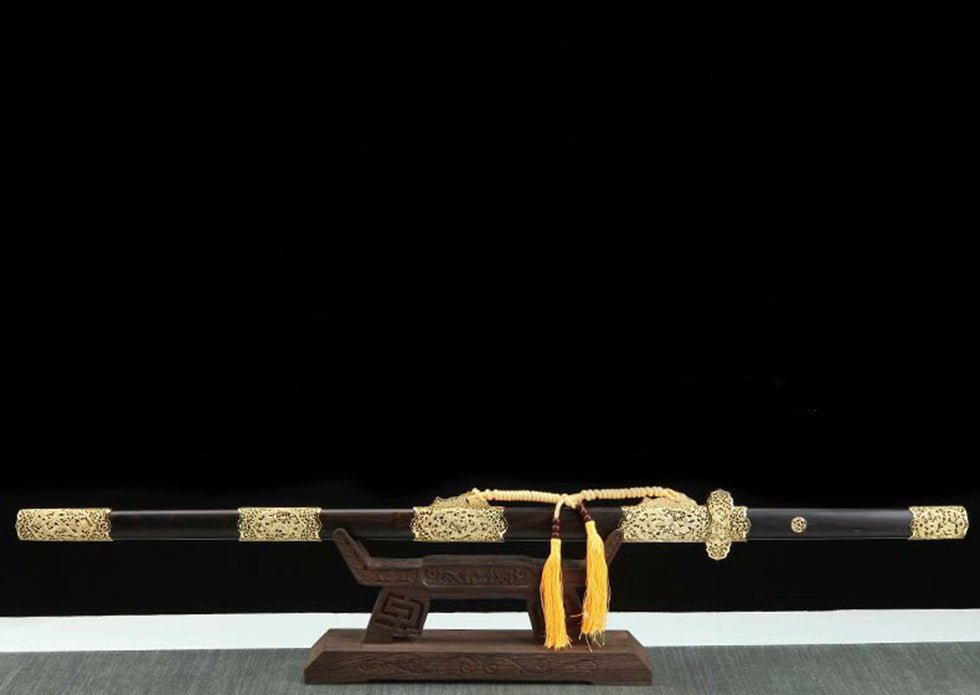 Tang Dao Jinglong Damascus Folded Clay Tempered Ebony Wood Scabbard 精龍 | KatanaSwordArt Dao For Sale