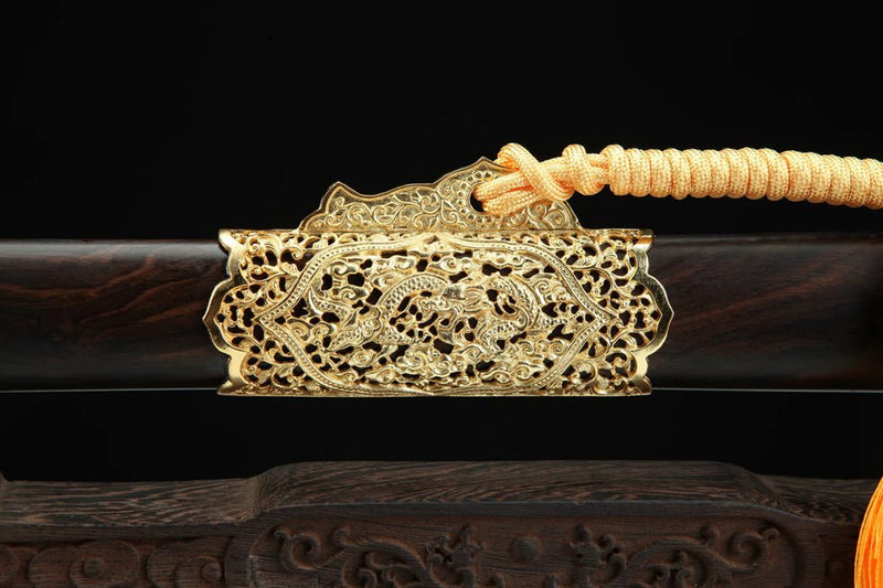 Tang Dao Jinglong Damascus Folded Clay Tempered Ebony Wood Scabbard 精龍 For Sale | KatanaSwordArt Japanese Katana