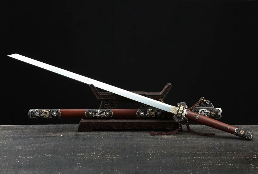 Tang Dao Longwen Damascus Folded Clay Tempered Rosewood Scabbard 龍紋 | KatanaSwordArt Dao For Sale