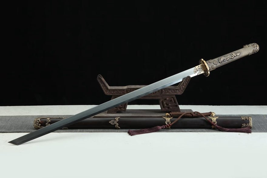 Tang Dao Shuilong Damascus Folded Clay Tempered Ebony Wood Scabbard 水龍 | KatanaSwordArt Dao For Sale