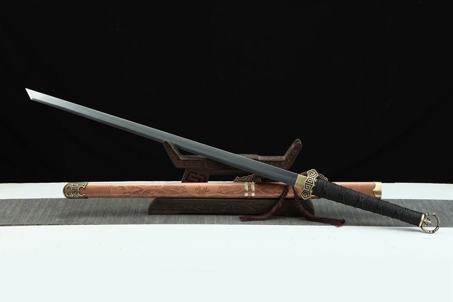 Tang Dao Xizhu Damascus Folded Clay Tempered Bronze Scabbard 戲珠 | KatanaSwordArt Dao For Sale