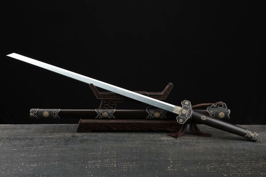 Tang Dao Xuanzong Damascus Folded Clay Tempered Ebony Wood Scabbard 玄宗 | KatanaSwordArt Dao For Sale