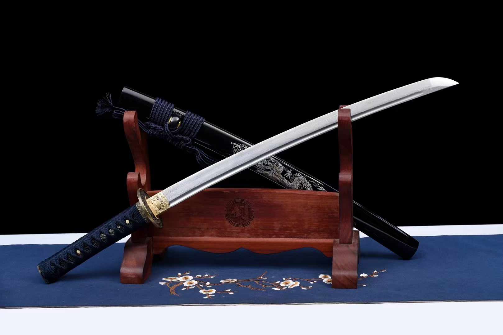Wakizashi Sword QingLong Damascus Folded Saya 青龍 | KatanaSwordArt Wakizashi For Sale 2025