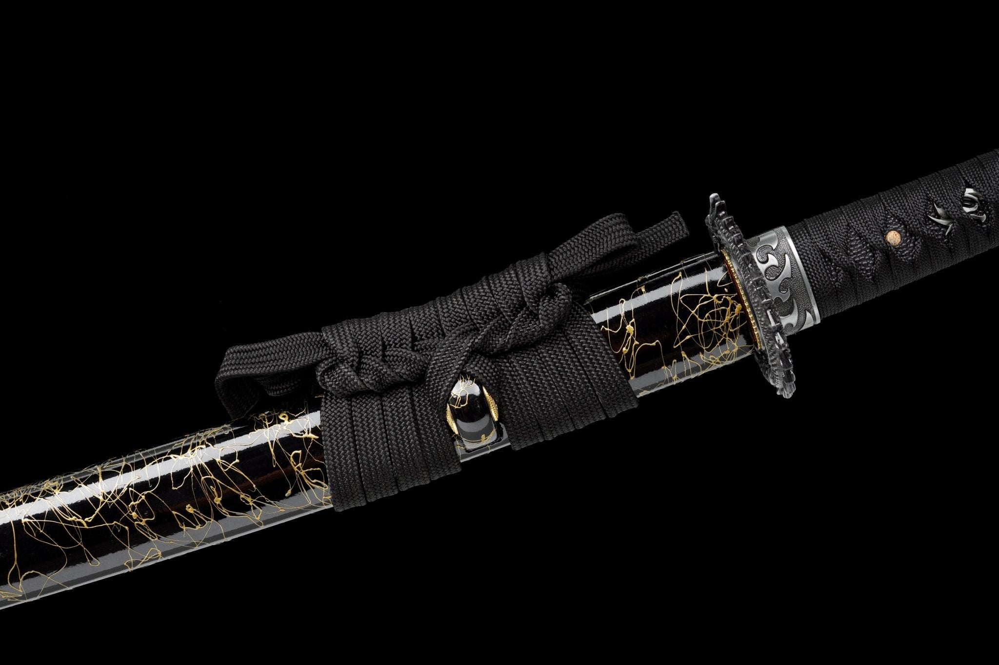 Wooden Katana Dragon Shadow Gold Streaked Gloss Black Saya 龍影 | KatanaSwordArt Wooden Katana For Sale 2025