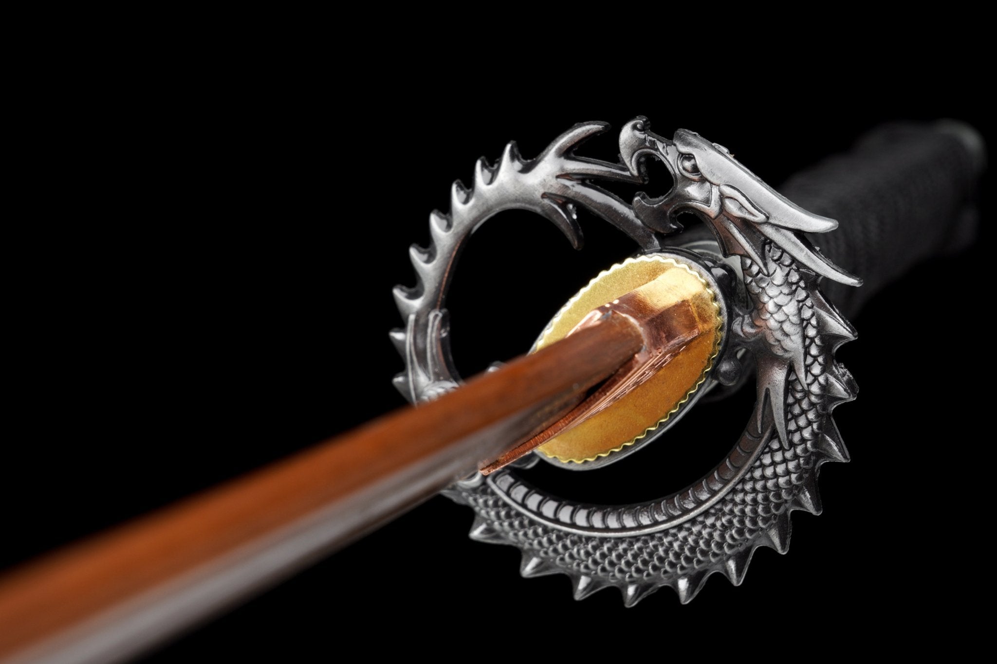 Wooden Katana Dragon Shadow Gold Streaked Gloss Black Saya 龍影 | KatanaSwordArt Wooden Katana For Sale 2025