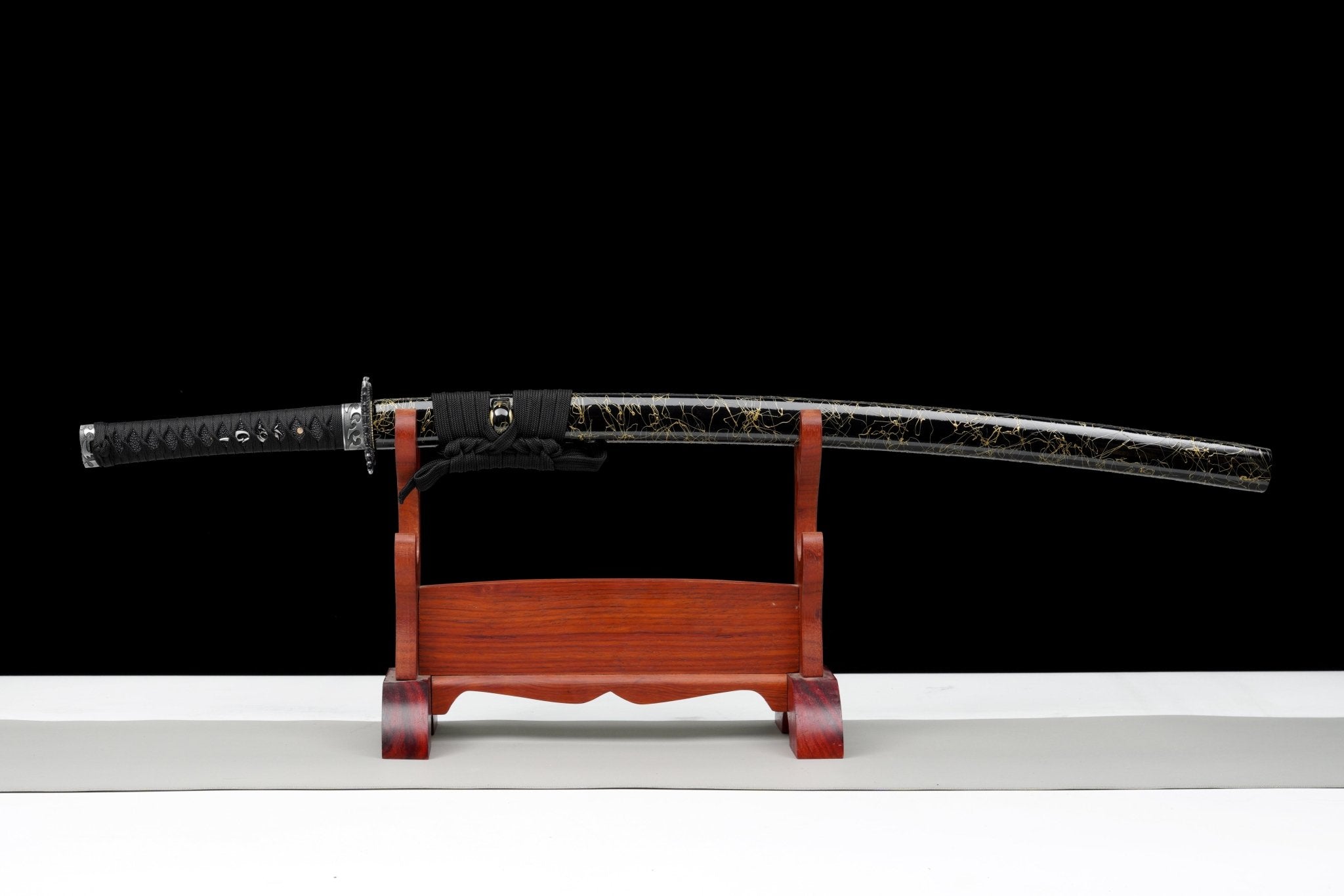 Wooden Katana Dragon Shadow Gold Streaked Gloss Black Saya 龍影 | KatanaSwordArt Wooden Katana For Sale 2025