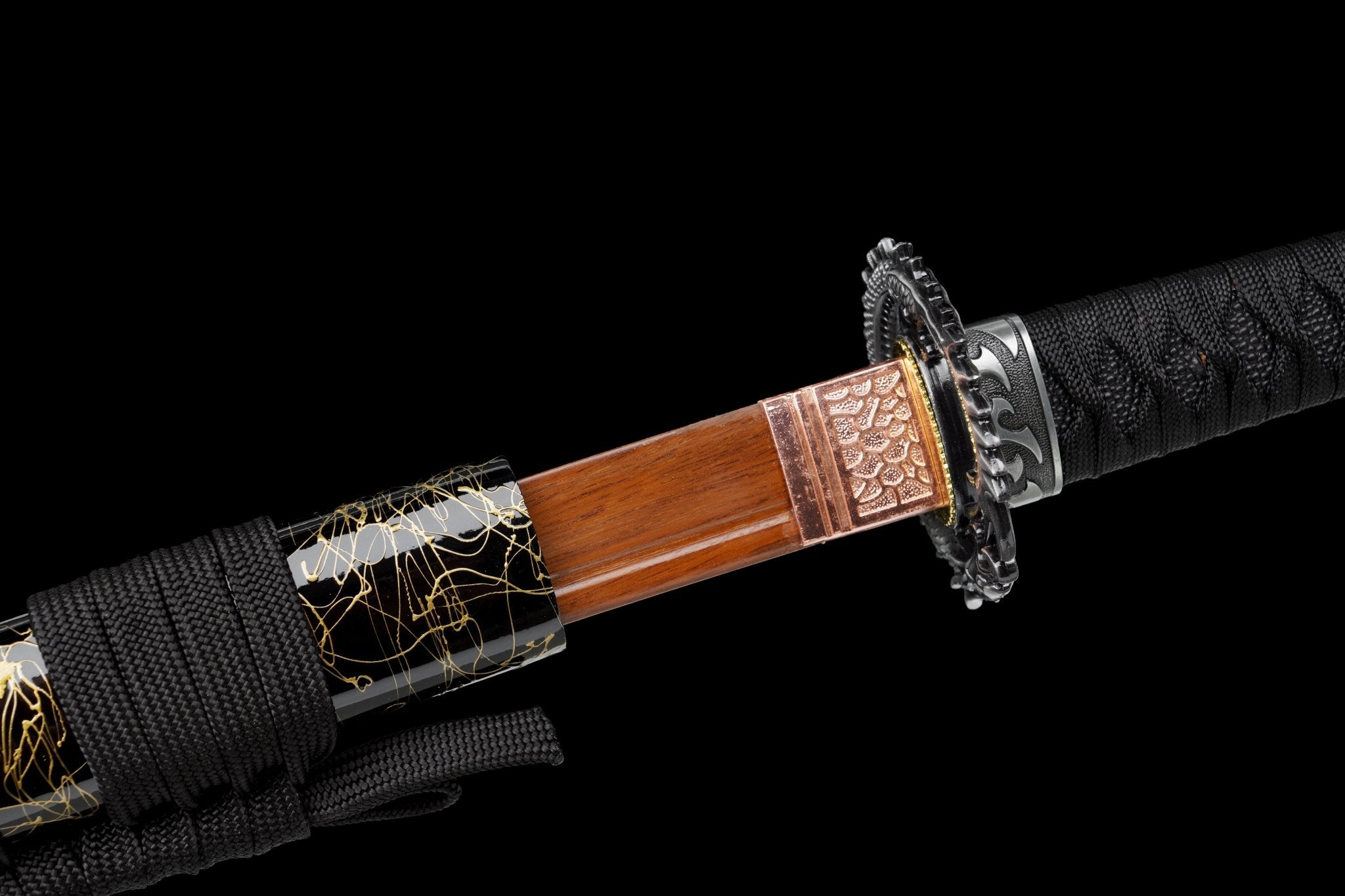 Wooden Katana Dragon Shadow Gold Streaked Gloss Black Saya 龍影 | KatanaSwordArt Wooden Katana For Sale 2025