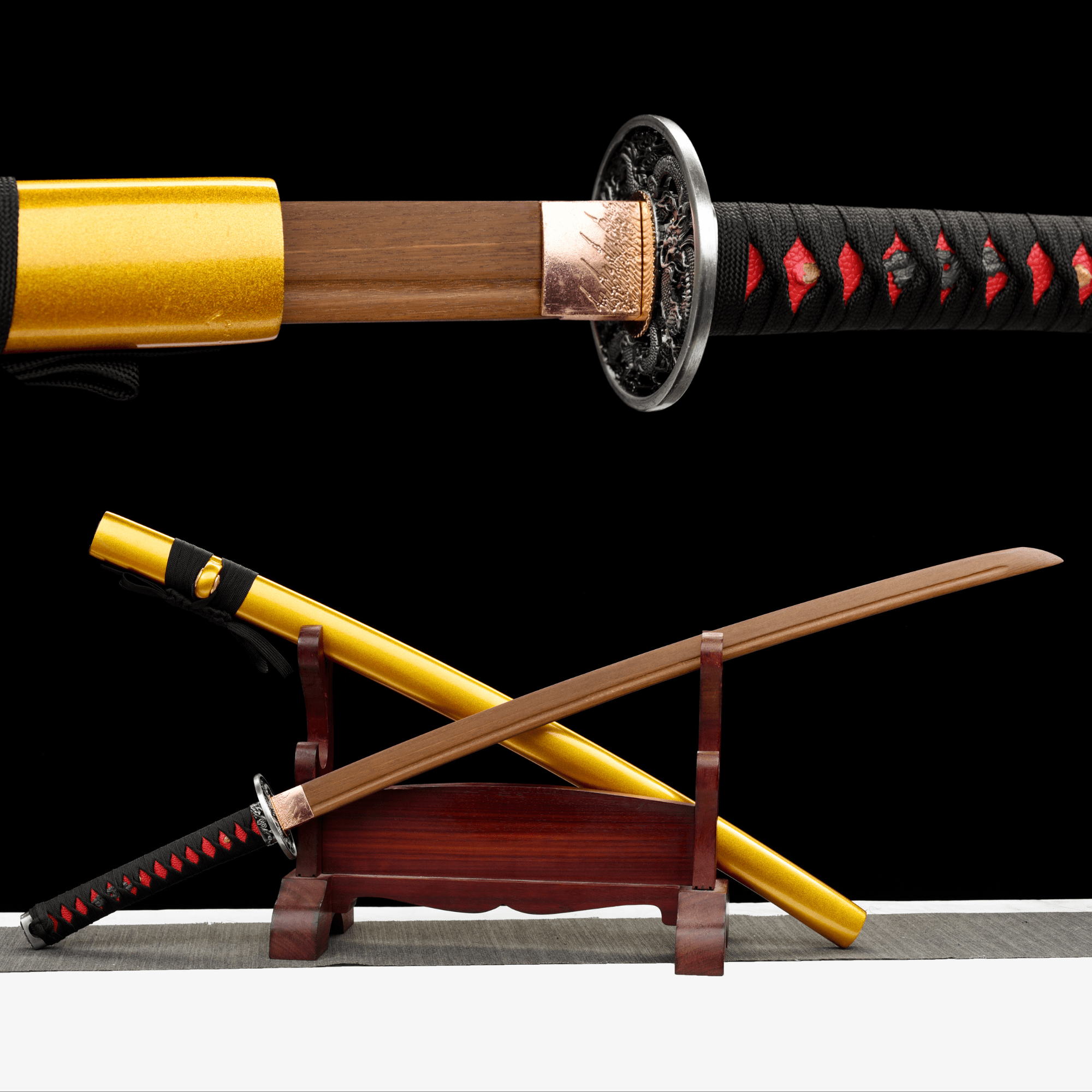 Wooden Katana Jinlongyin Golden Dragon Flame 金龍吟 | KatanaSwordArt Wooden Katana For Sale 2025