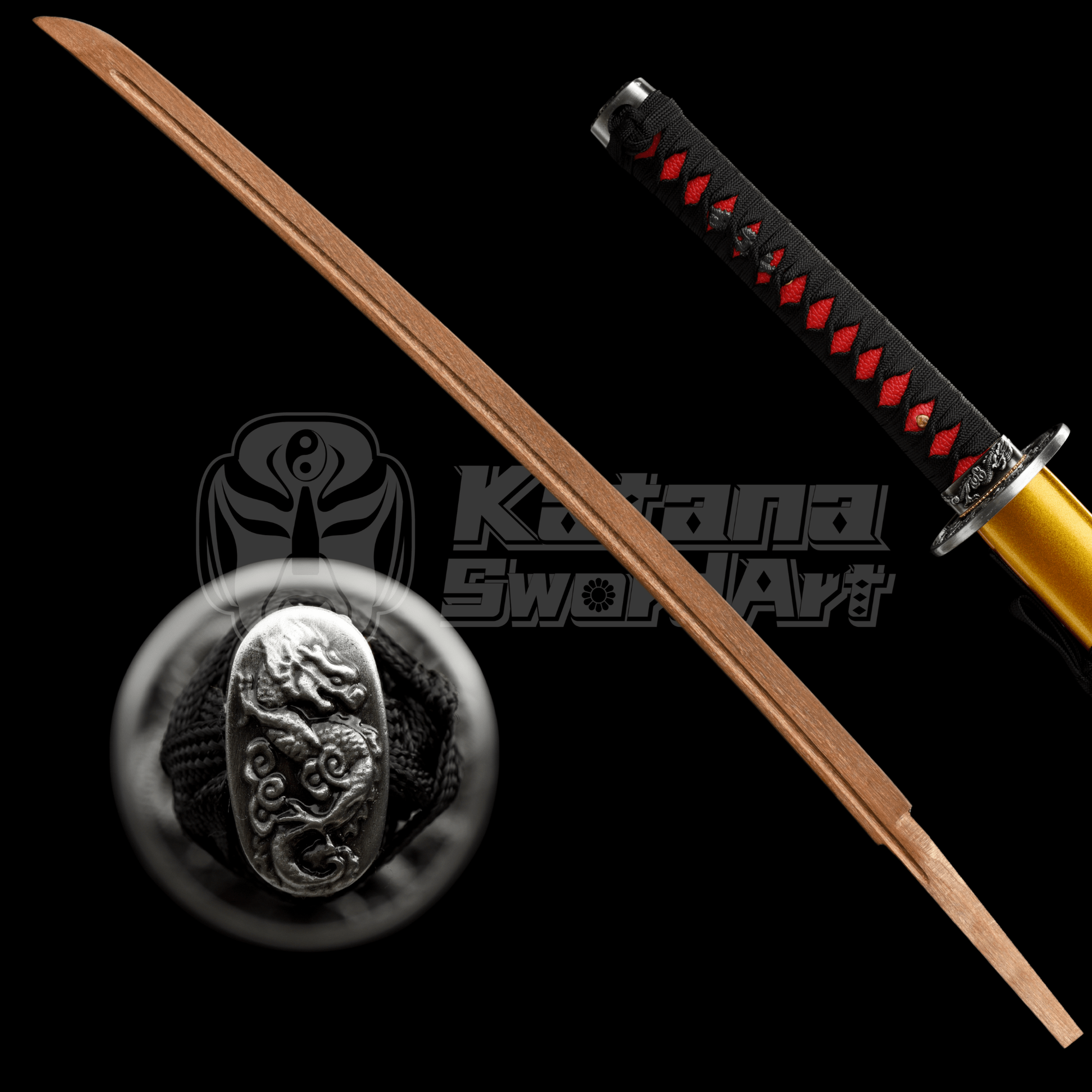 Wooden Katana Jinlongyin Golden Dragon Flame 金龍吟 | KatanaSwordArt Wooden Katana For Sale 2025
