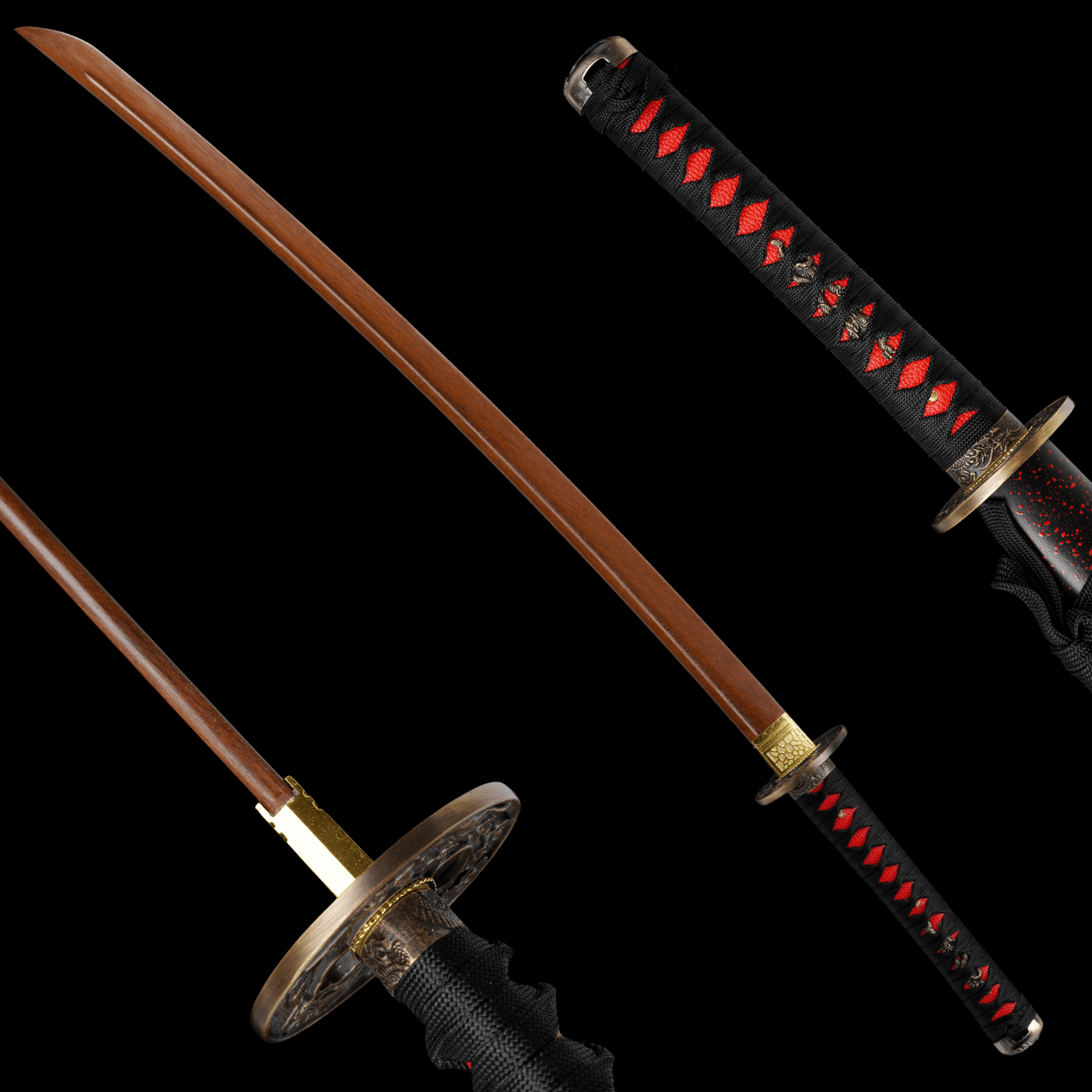 Wooden Katana Kagutsuchi Red Speckled Saya 炎刃 | KatanaSwordArt Wooden Katana For Sale 2025