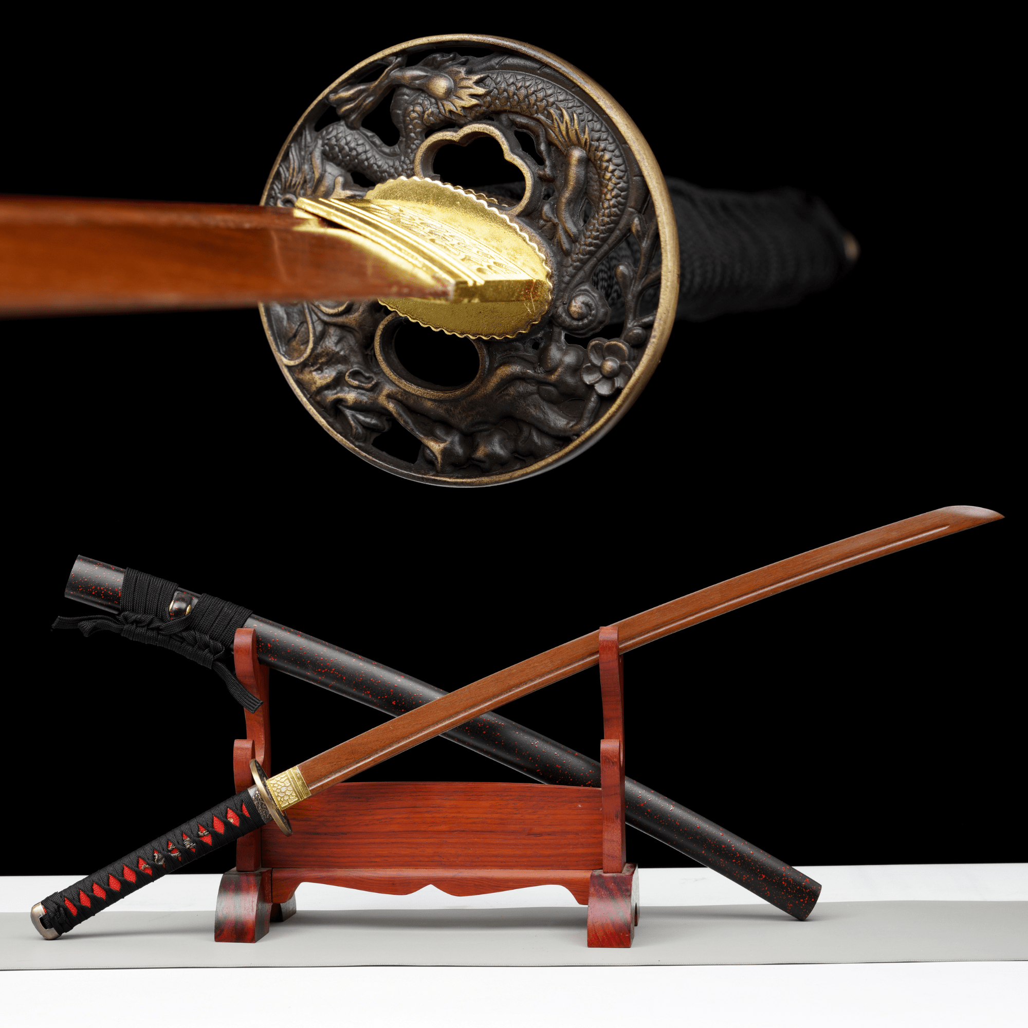 Wooden Katana Kagutsuchi Red Speckled Saya 炎刃 | KatanaSwordArt Wooden Katana For Sale 2025