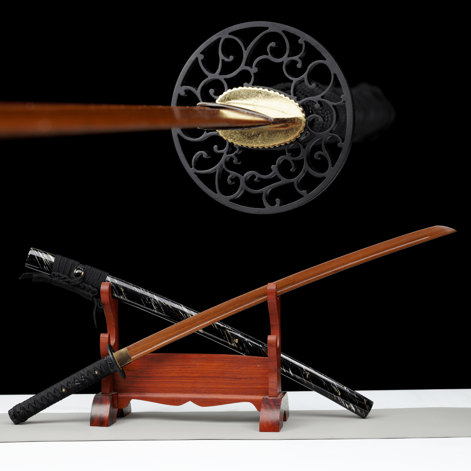 Wooden Katana Whispering Vines Gold Silver Streaked Saya 風籐 | KatanaSwordArt Wooden Katana For Sale 2025