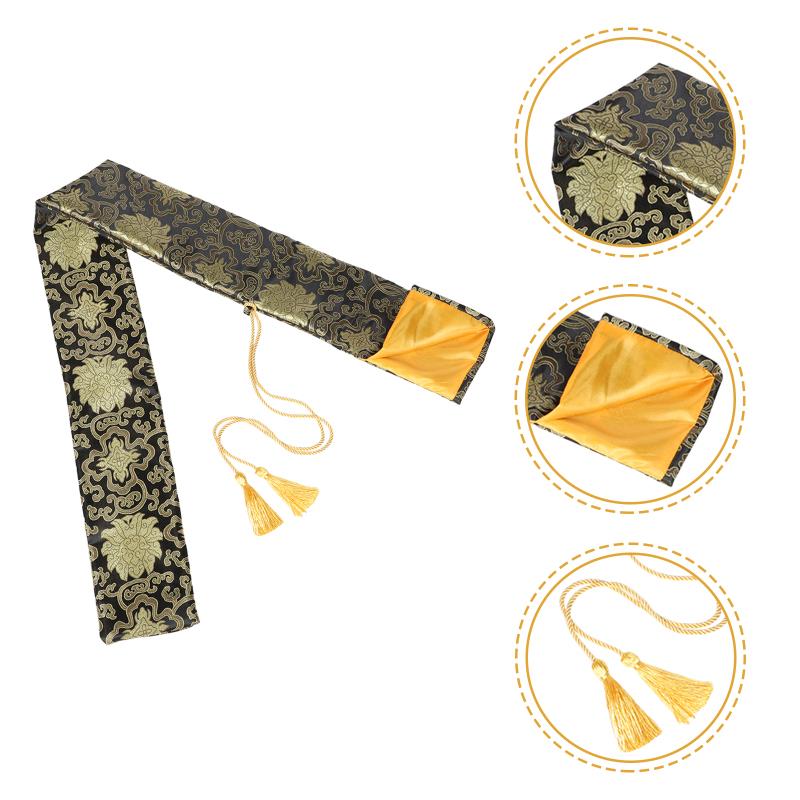 Japanese Katana Sword Bag Black Gold Flower Silk For Sale | KatanaSwordArt Japanese Katana