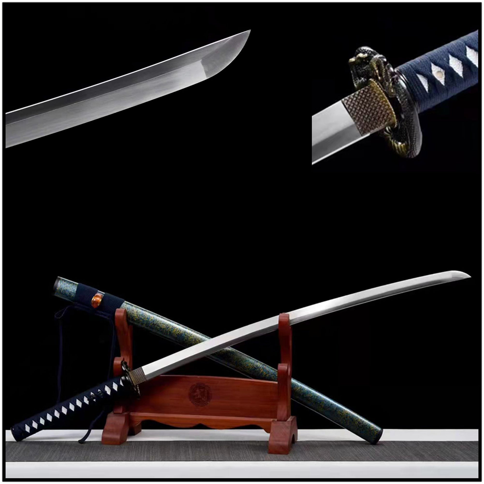 Katana Amber Manganese Steel Blue Saya 琥珀 | KatanaSwordArt Katana For Sale