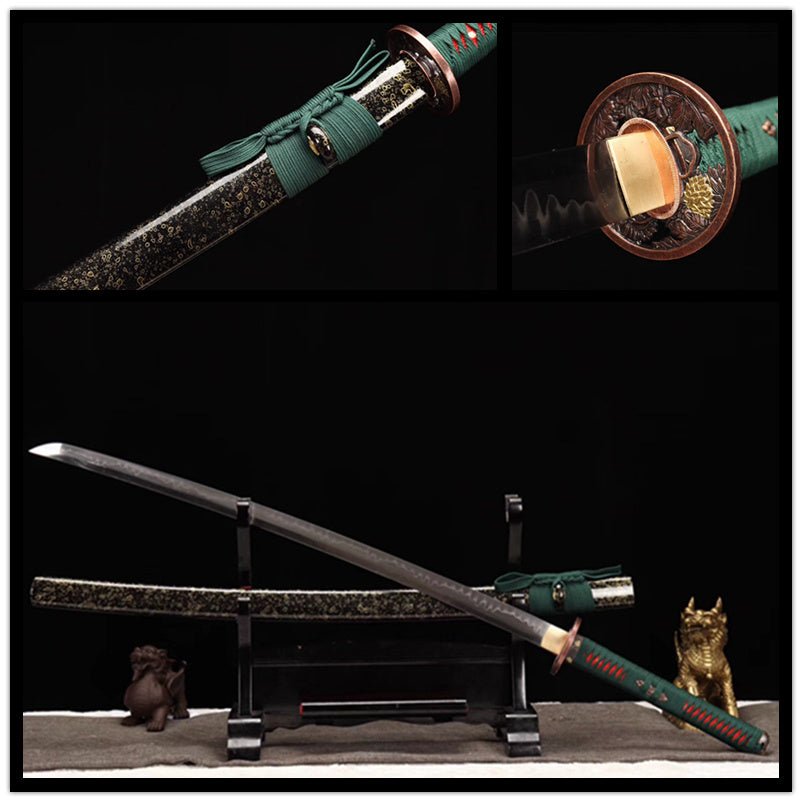 Katana Anye T10 Clay Tempered Green Tsuka Ito 暗夜 | KatanaSwordArt Katana For Sale 2025