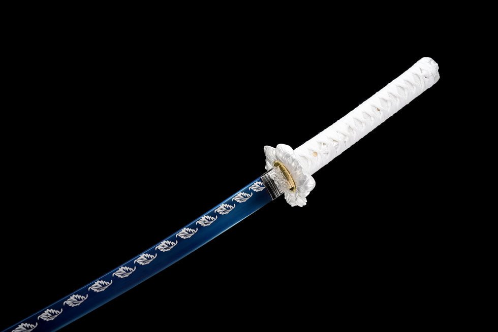 Katana Autumn Moon Spring Steel Blue Blade Silver 秋月 | KatanaSwordArt Katana For Sale