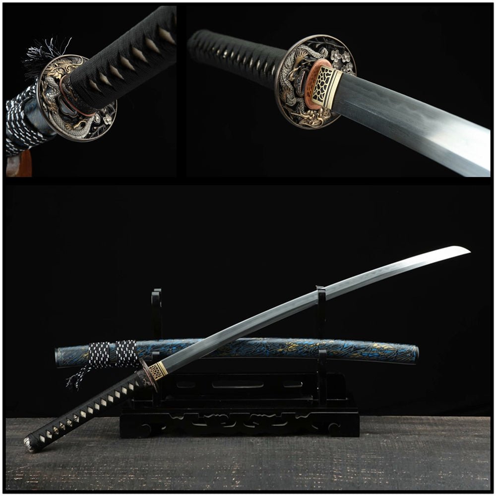Katana Azure Dragon Blue Flame Damascus Folded Blade 藍龍 | KatanaSwordArt Katana For Sale 2025