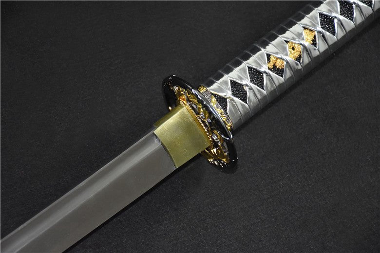 Katana Black Night Blade High Carbon Steel Silver Tsuka 黑夜刃 For Sale | KatanaSwordArt Japanese Katana