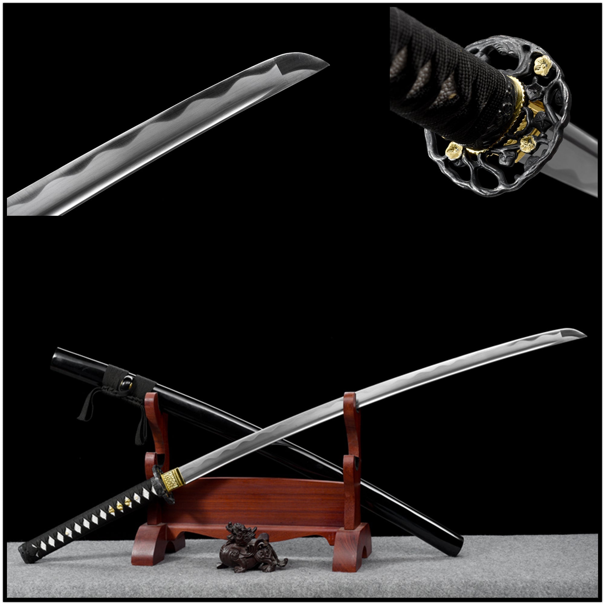 Katana Black Prune Carbon Steel Black Saya 黑梅 | KatanaSwordArt Katana For Sale