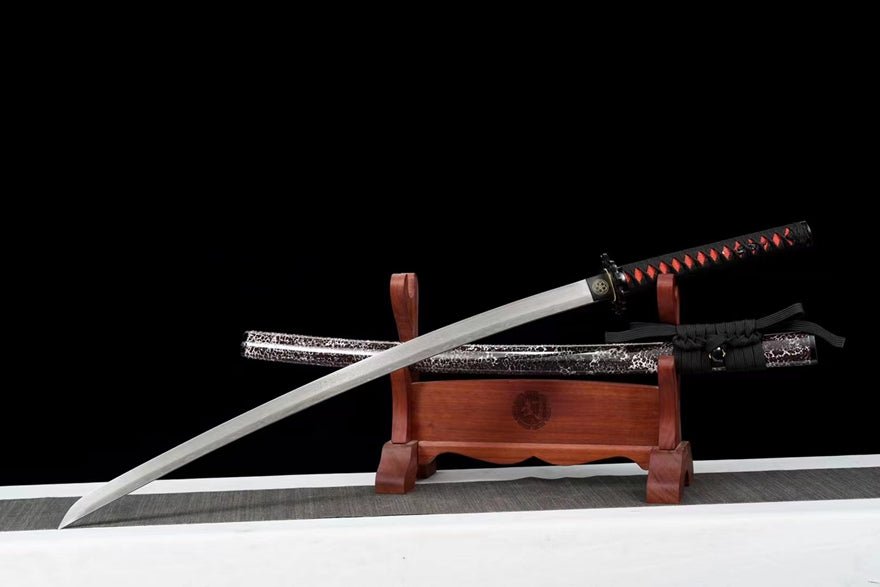 Katana Blood Eagle Damascus Folded Steel Brown Saya 血鷹 | KatanaSwordArt Katana For Sale